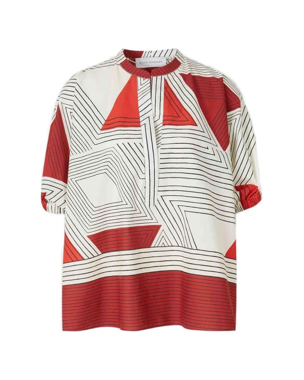 Silvia Tcherassi Red Top Mit Geometrischem Muster