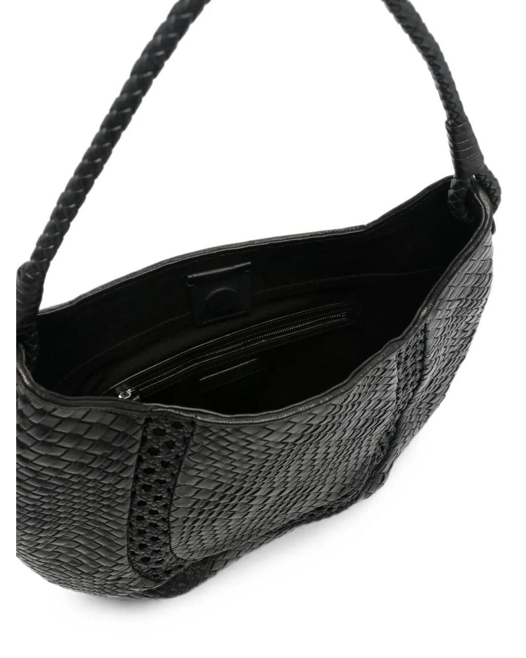IBELIV Black Lamia Woven Leather Tote Bag