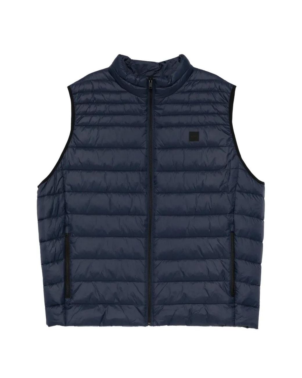 Boss Blue Water-Repellent Vest With Logo Patch for men