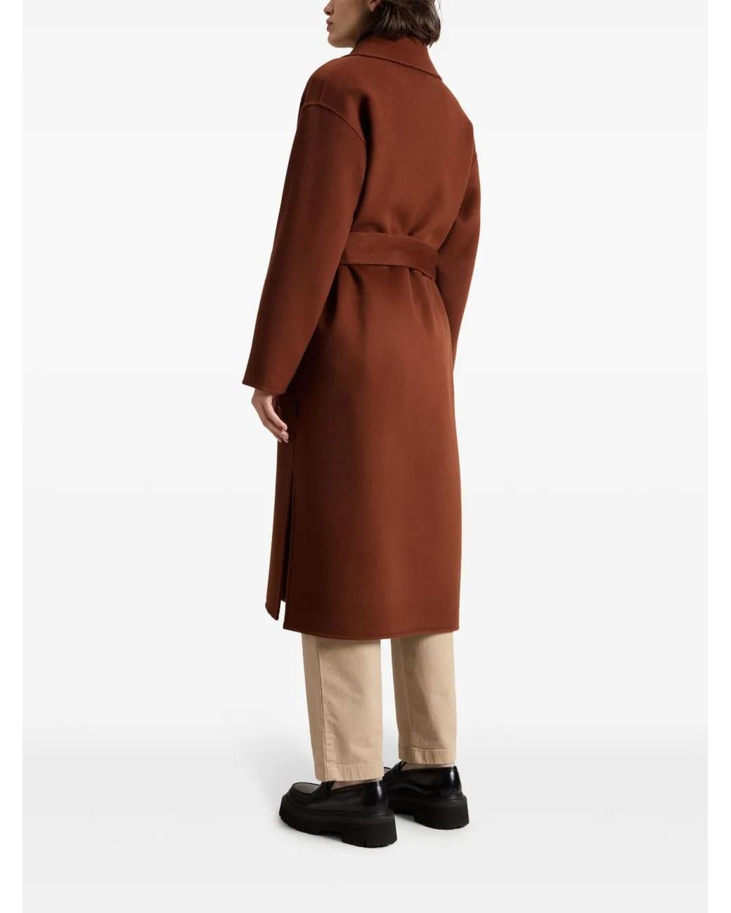 Abrigo De Lana Con Cinturón Woolrich de color Brown