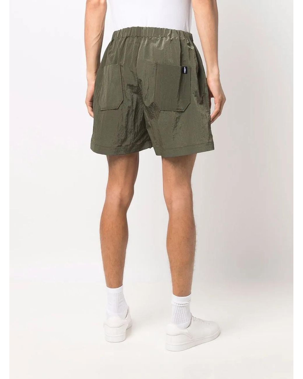 Mackintosh Green Logo-Patch Track Shorts for men