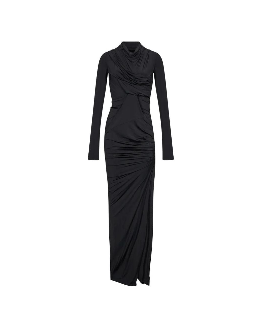 Entire studios Black Encase Ruched Long-Sleeve Maxi Dress