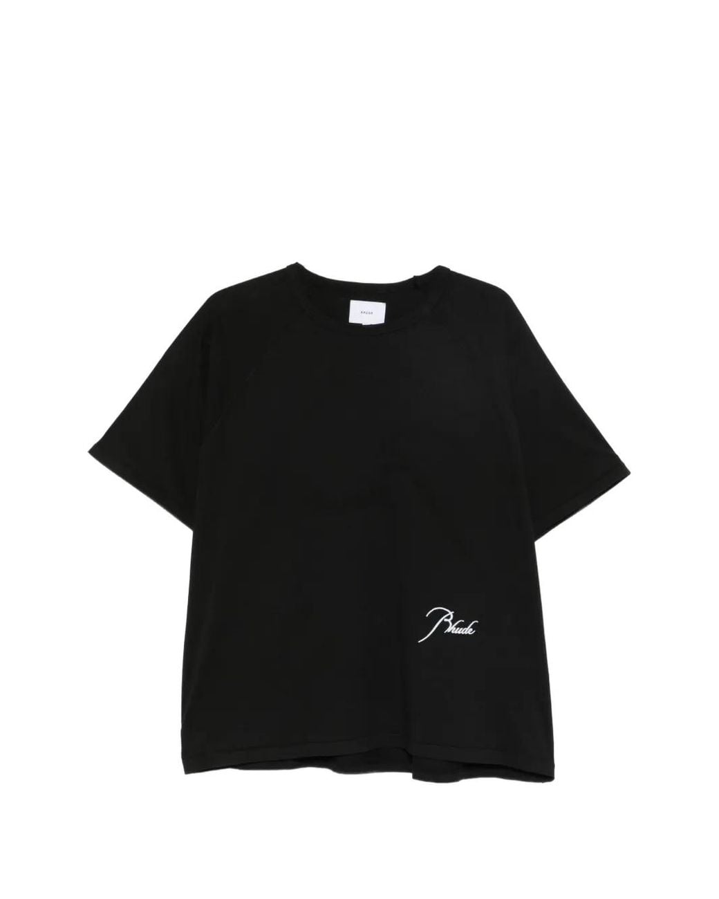 Rhude Black Logo-Embroidered Raglan-Sleeve T-Shirt for men