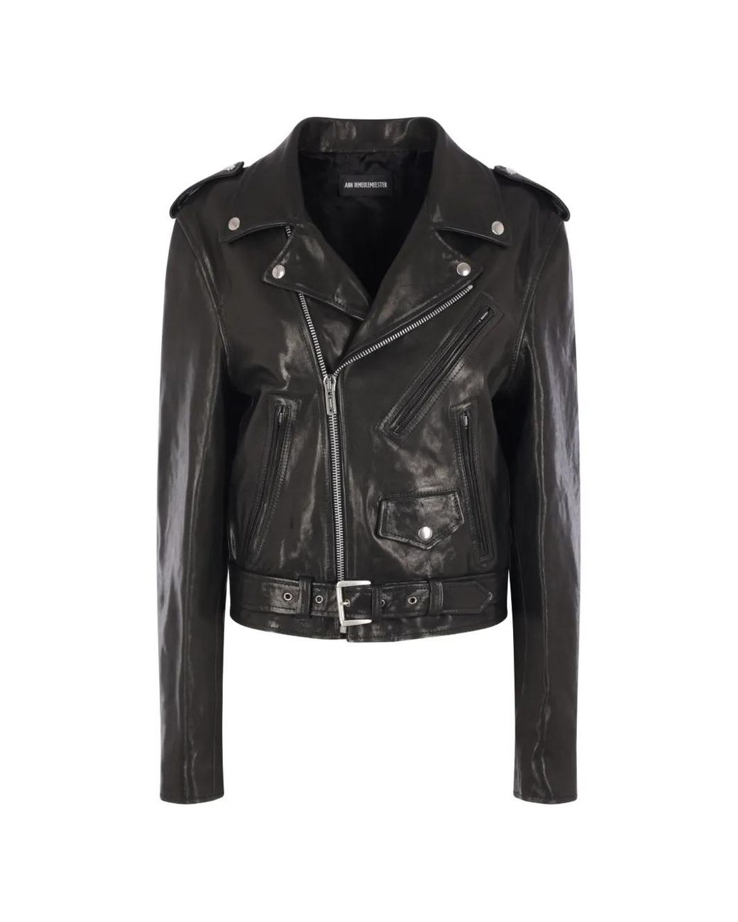 Ann Demeulemeester Black Clarin Belted Biker Jacket for men