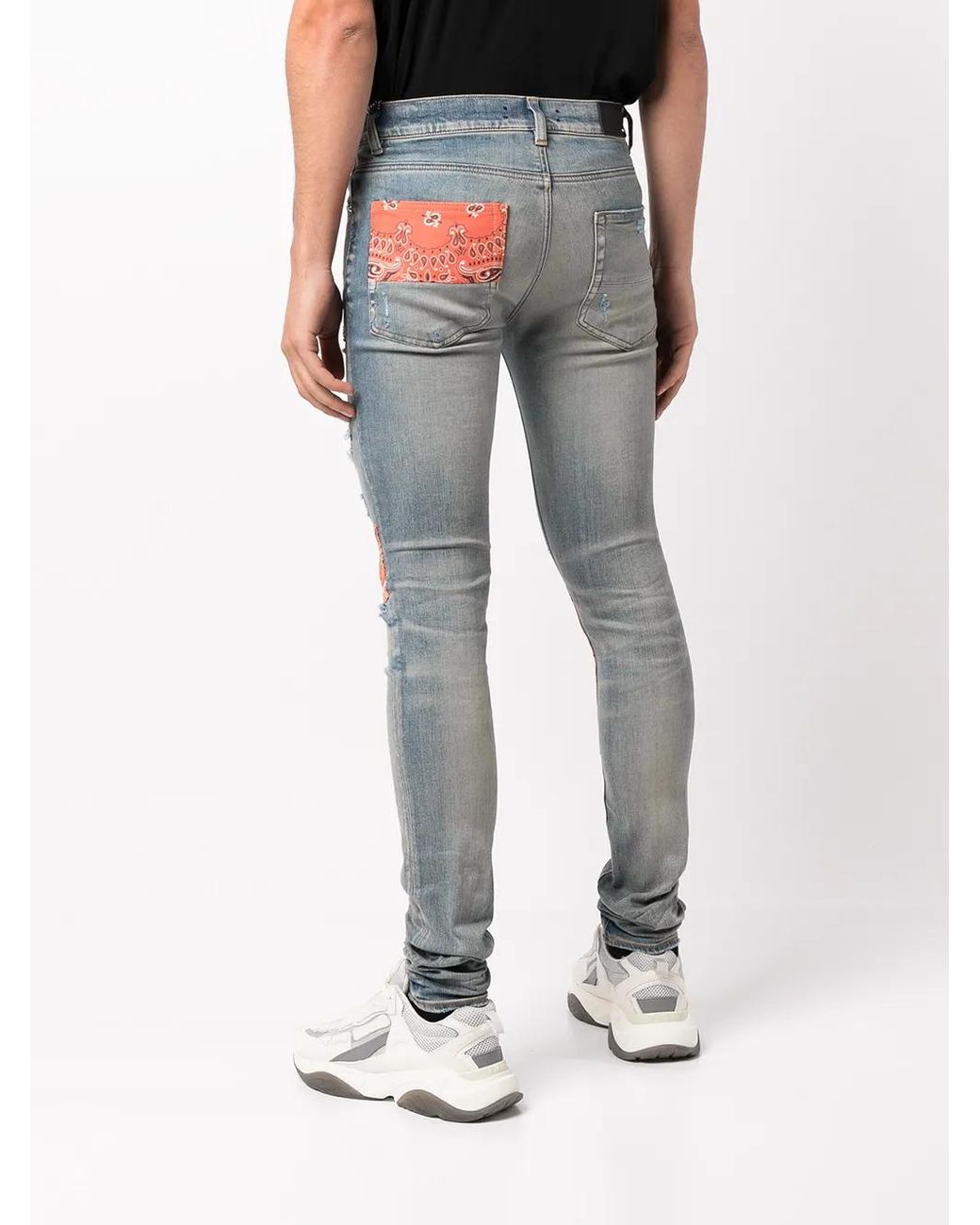 Amiri Blue Bandana Artpatch Skinny Jeans for men