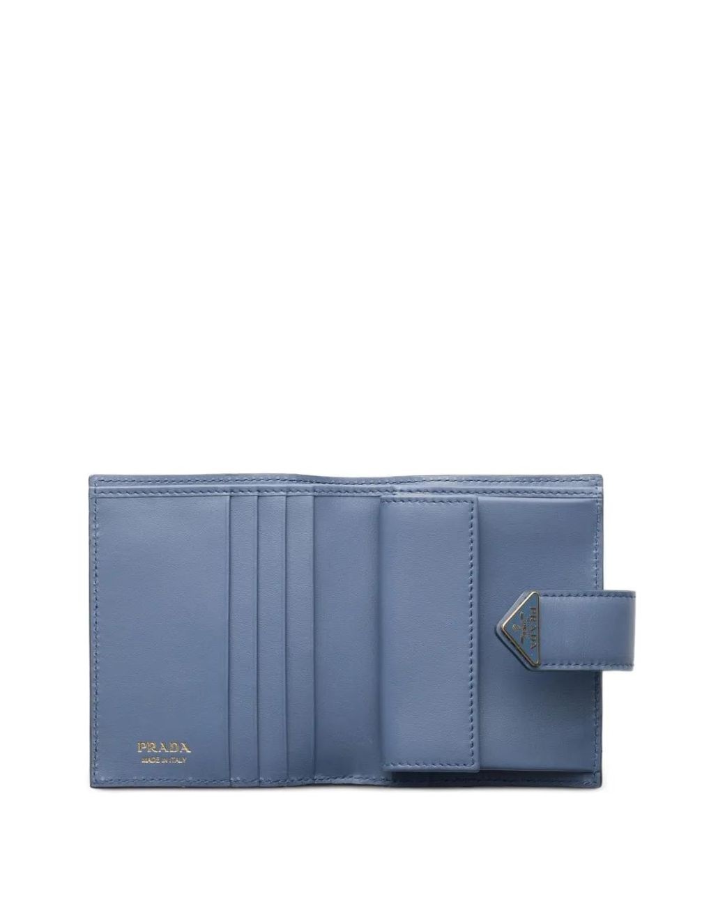 Prada Blue Small Saffiano And Smooth Leather Wallet