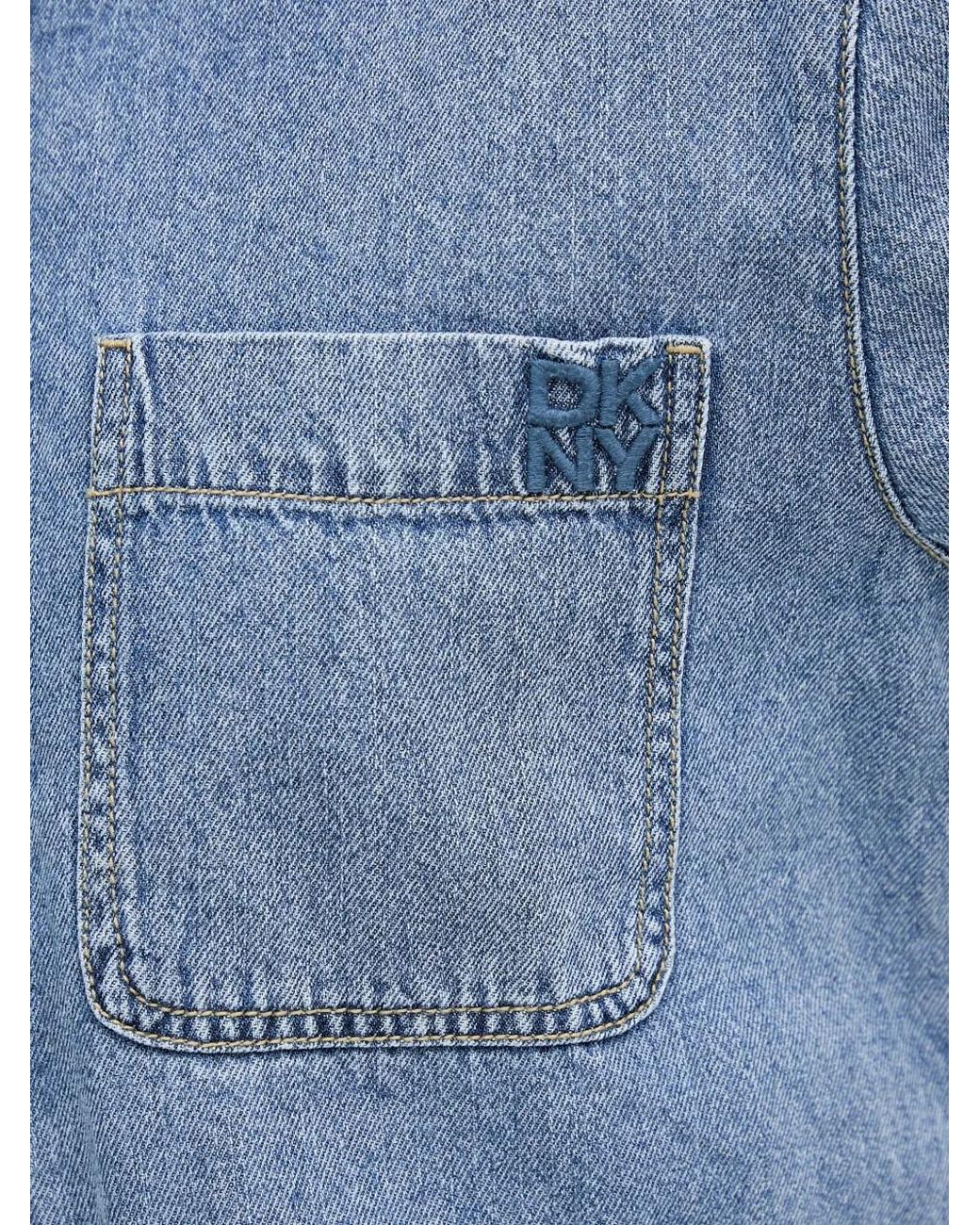 DKNY Blue Belted Denim Mini Dress