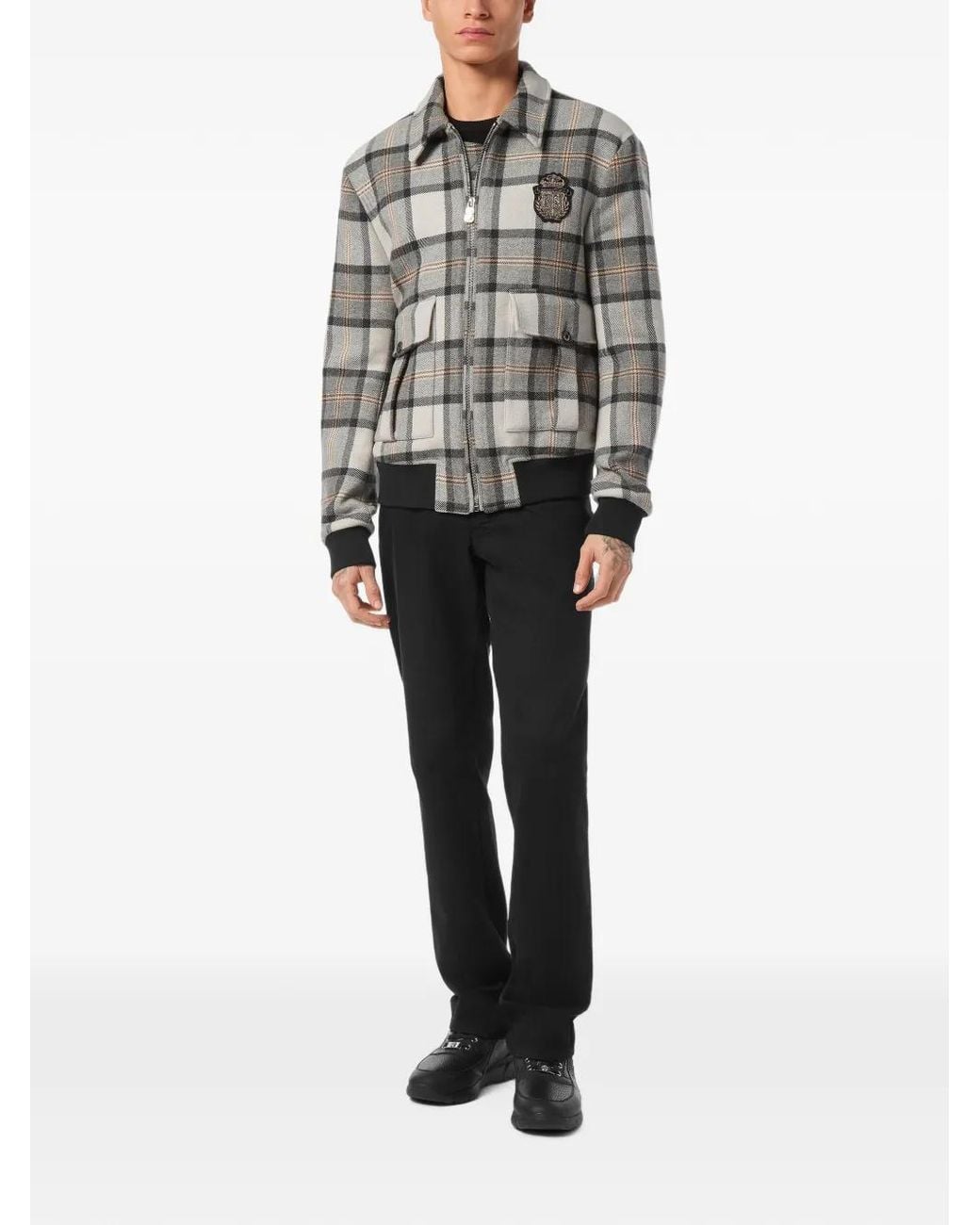 Billionaire Gray Check-Pattern Jacket for men