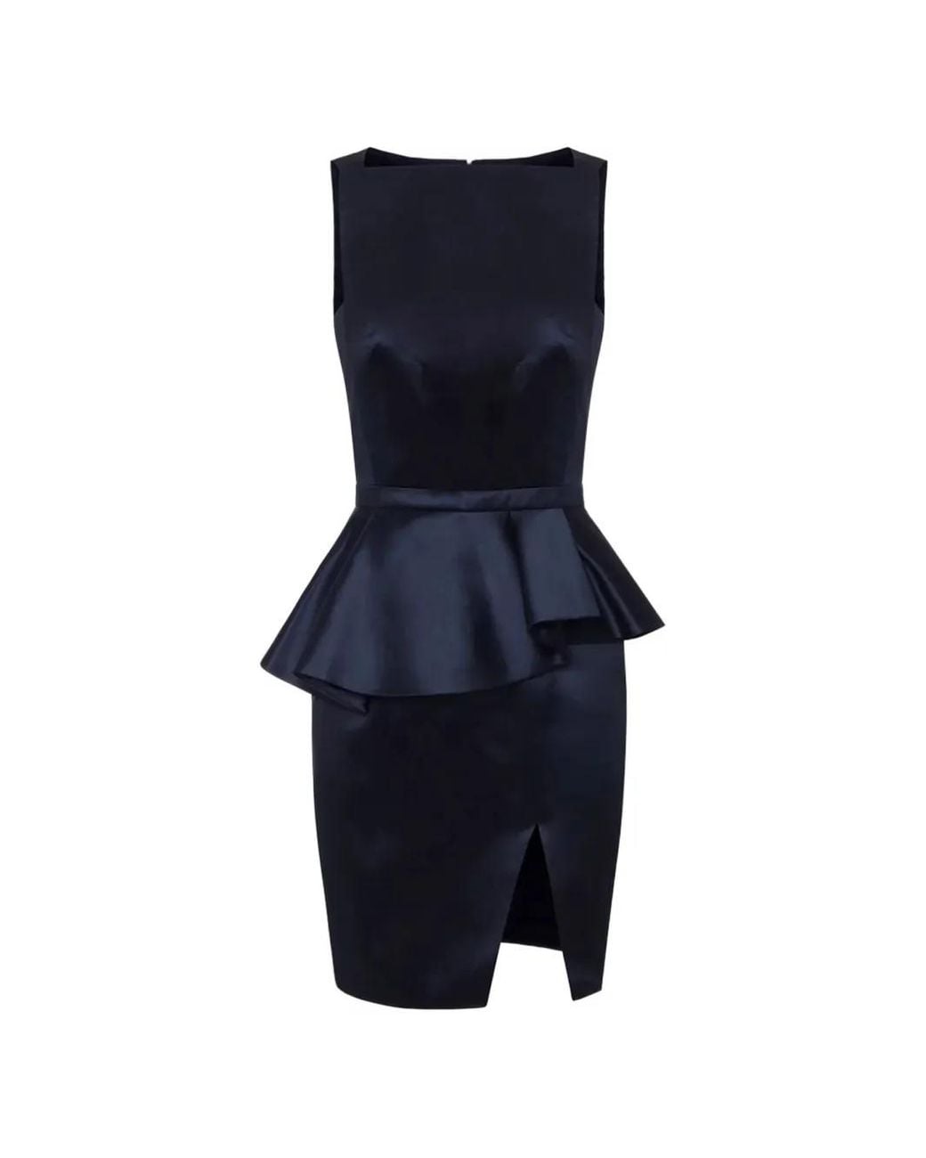 Elisabetta Franchi Blue Peplum-Waist Slit-Detail Dress