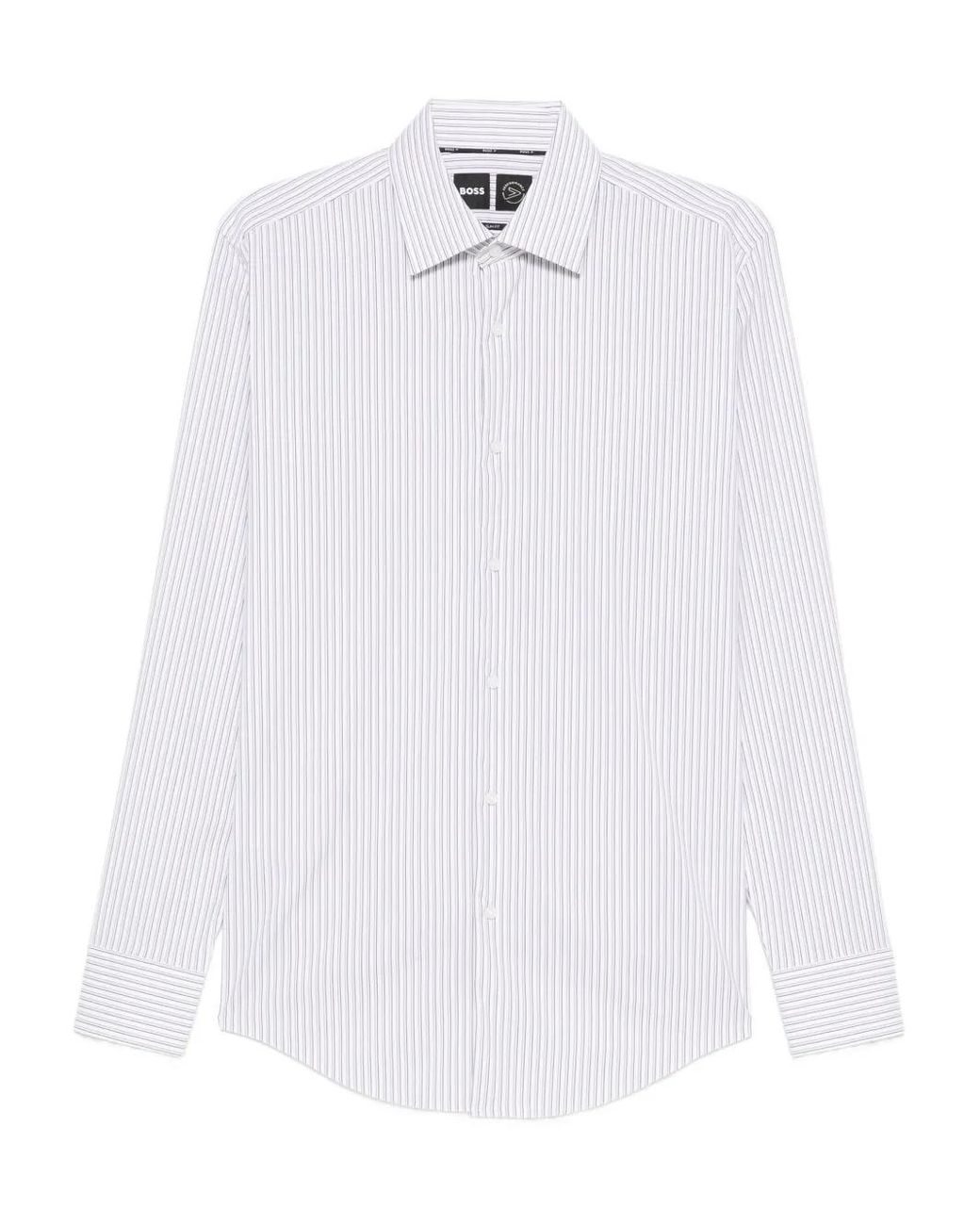Boss White Striped Long-Sleeve Shirt for men