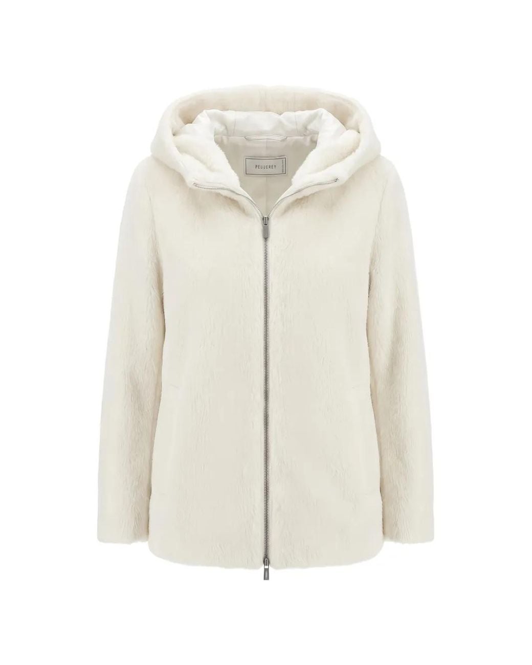 Peserico White Zip-Up Hooded Jacket