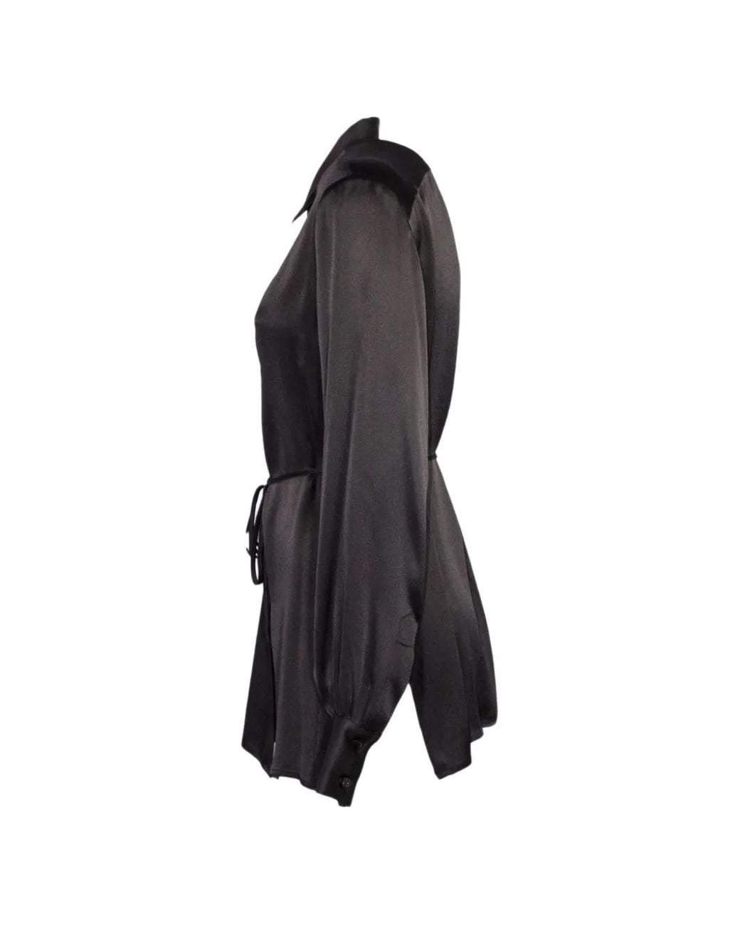 Semicouture Black Button Tie-Belt Shirt