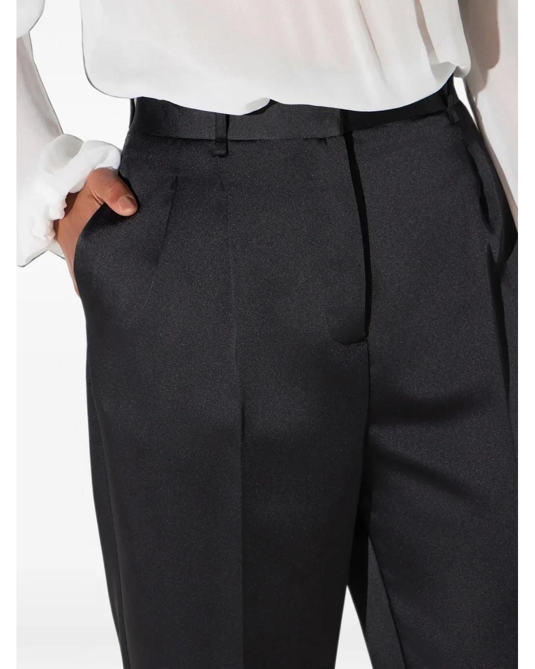 Elisabetta Franchi Black Stretch Satin Trousers
