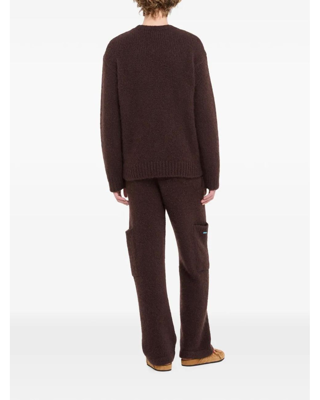 Alanui Brown Ribbed-Knit Cashmere-Blend Sweater for men
