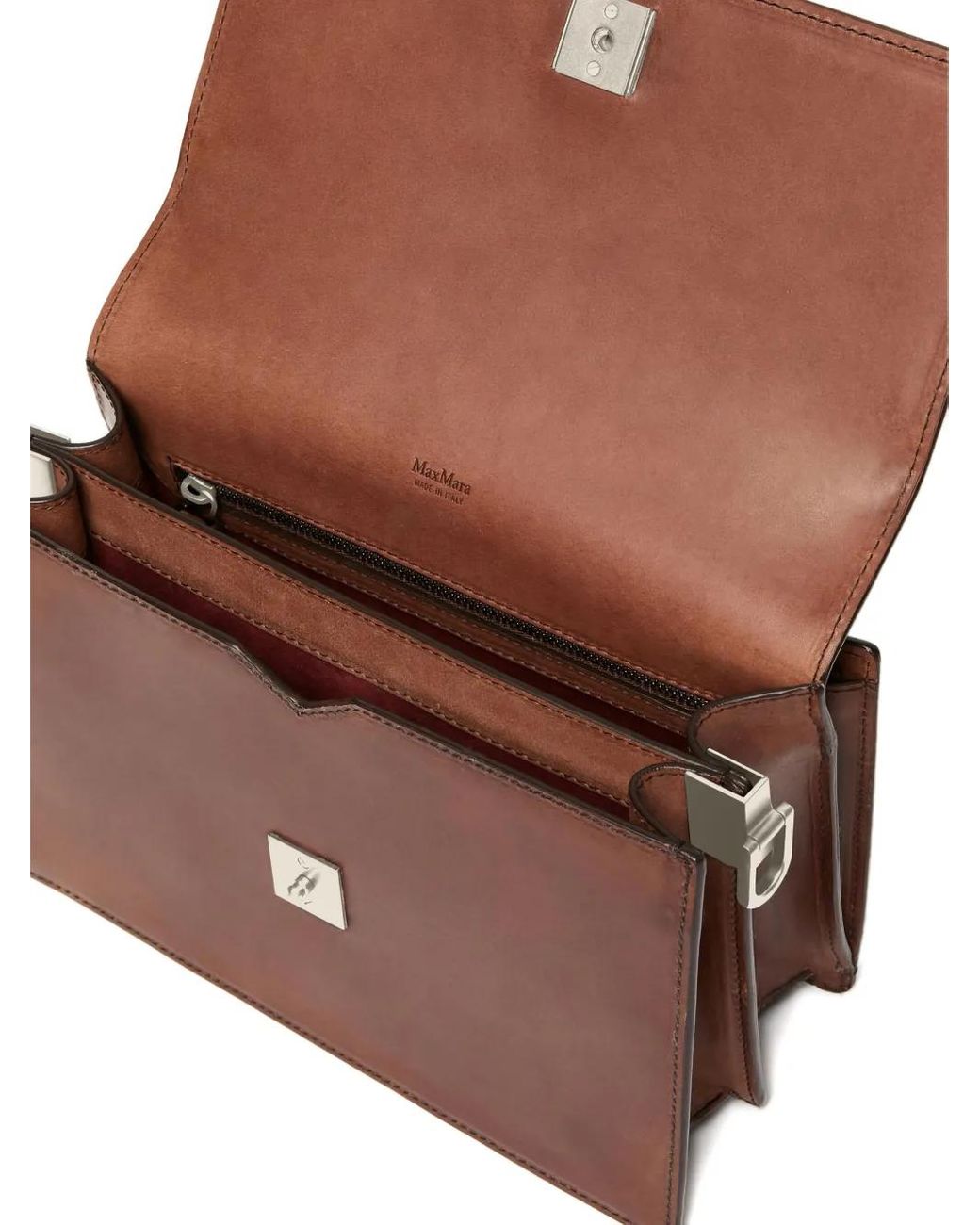 Max Mara Brown Small Biancaroughs Leather Shoulder Bag