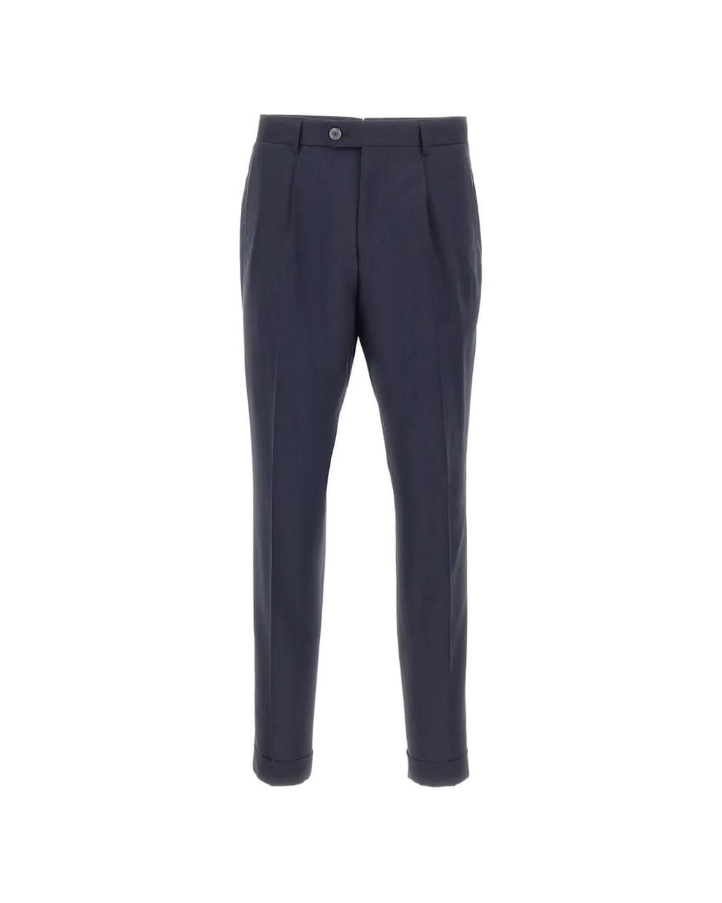 Boss Blue Pleated Straight-Leg Trousers for men