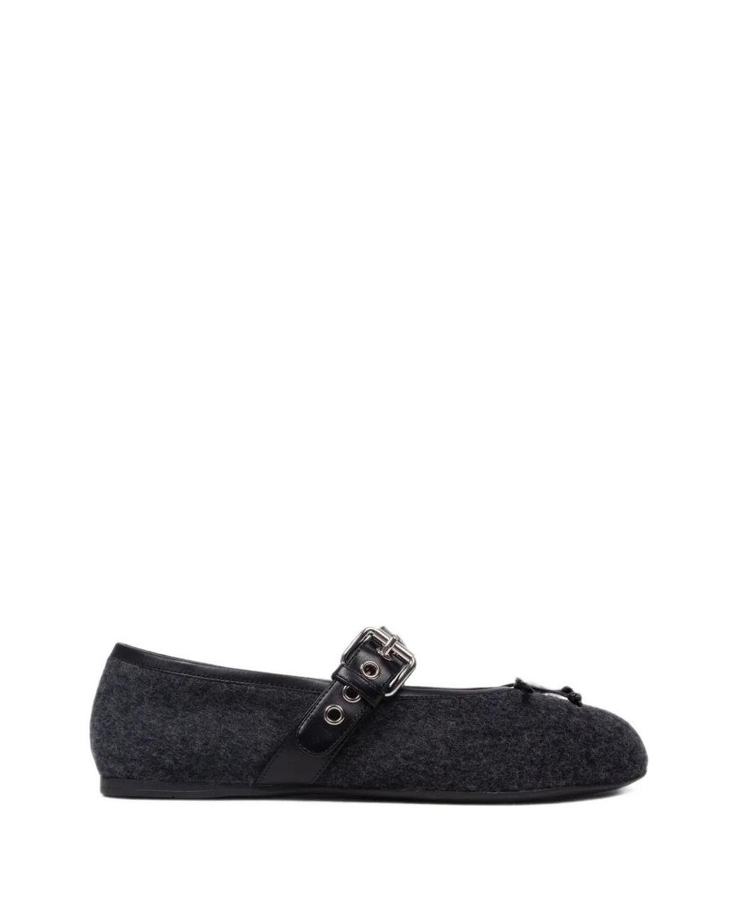 Miu Miu White Buckled Eyelet-Embellished Ballet Flats