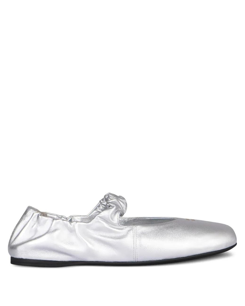 Miu Miu White Ruches Nappa Ballet Flats