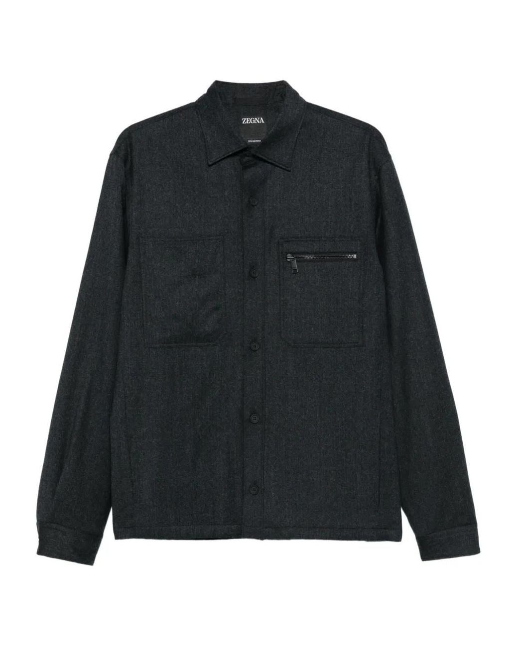 Zegna Black Buttoned Pocket Shirt for men