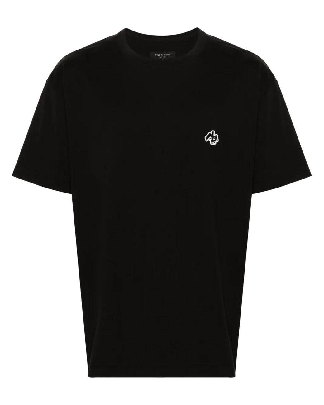 Rag & Bone Black Monster-Patch Cotton T-Shirt for men