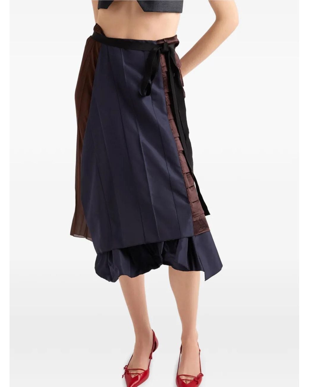 Falda Midi Con Diseño Patchwork Prada de color Blue
