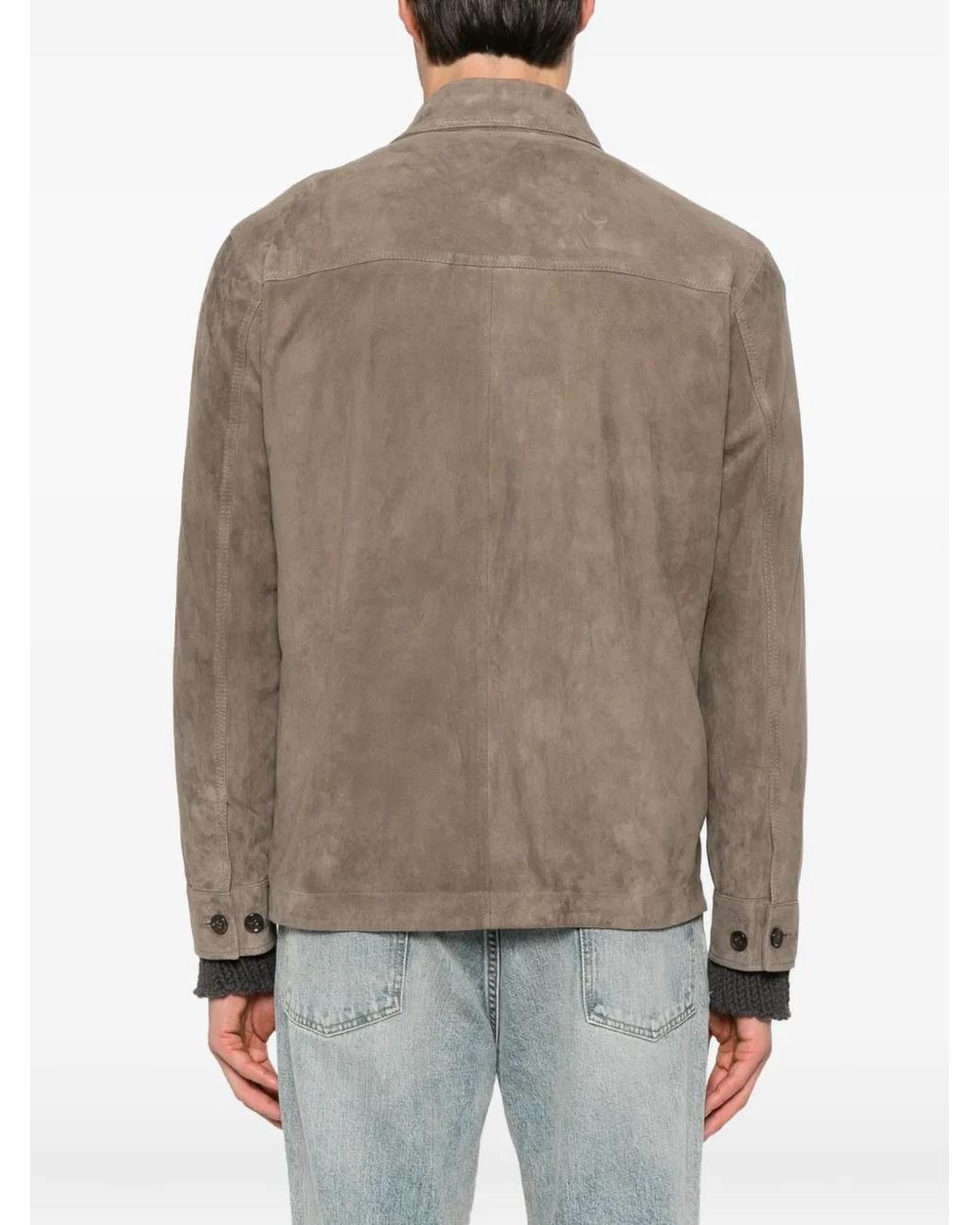 Arma Brown Suede Flap-Pocket Shirt Jacket for men
