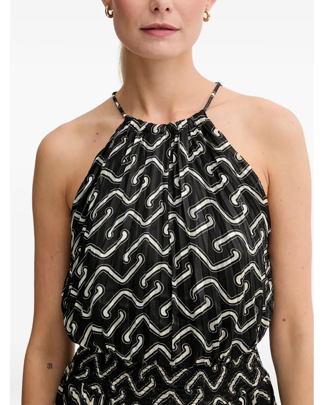 Morgan Black Printed Pleated Midi Dress