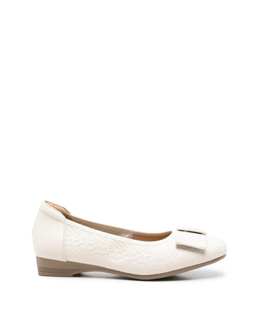 Linda Baumann Natural Woven-Effect Bow Ballet Flats