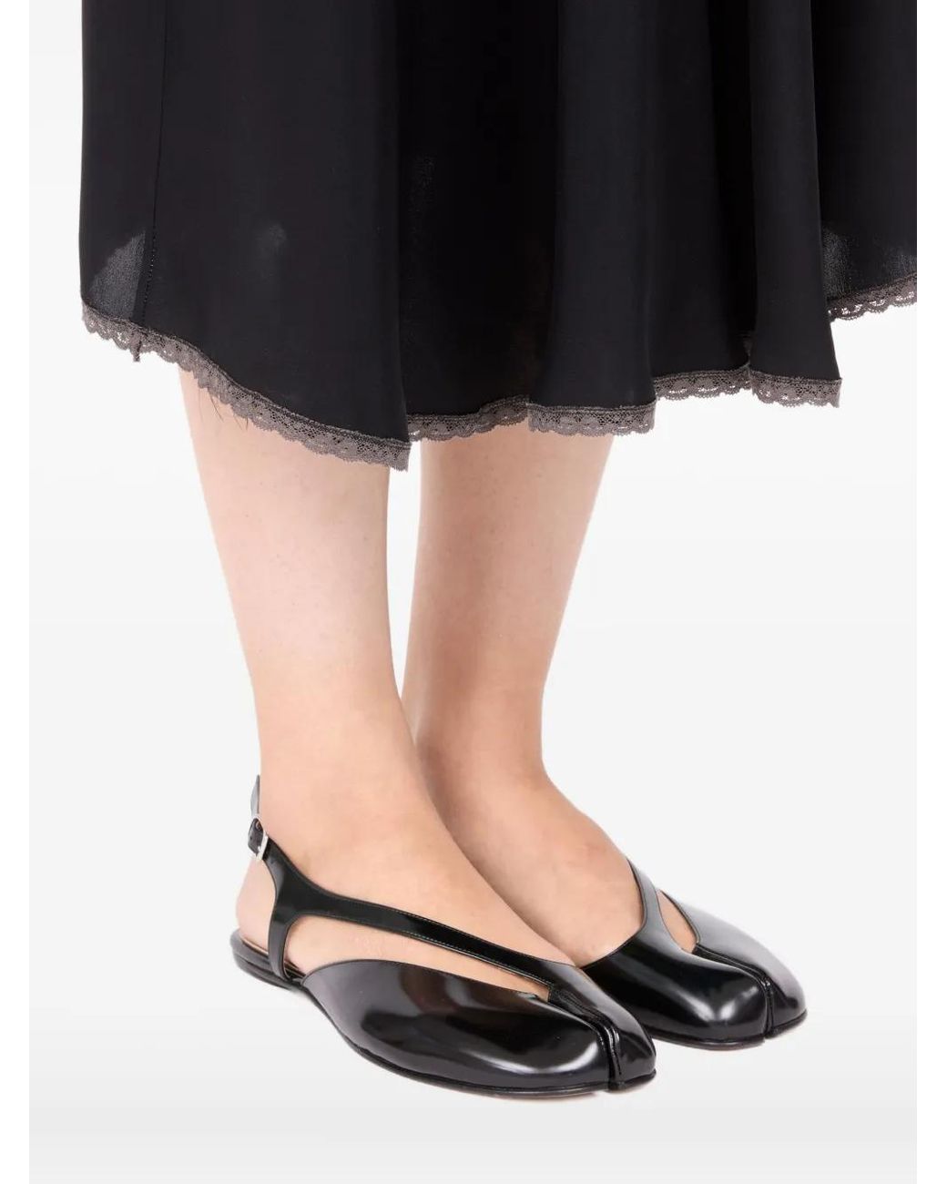 Maison Margiela Black Tabi Leather Ballets