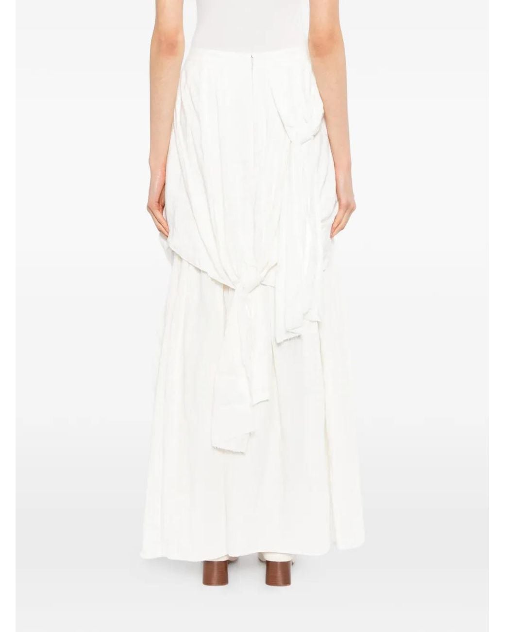 A Tentative Atelier White Layered Knot Skirt