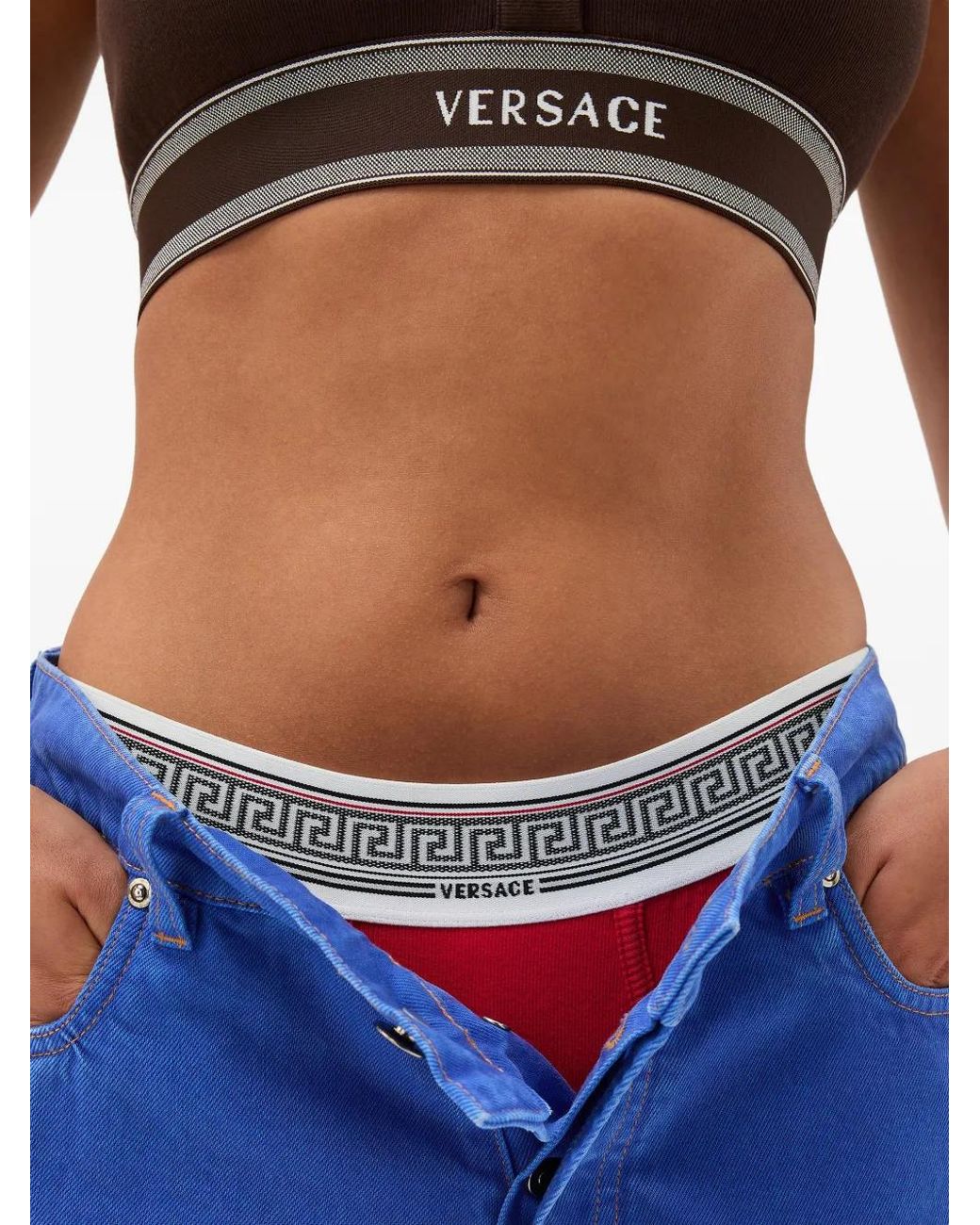 Versace Red Ribbed Cotton-Jersey Briefs
