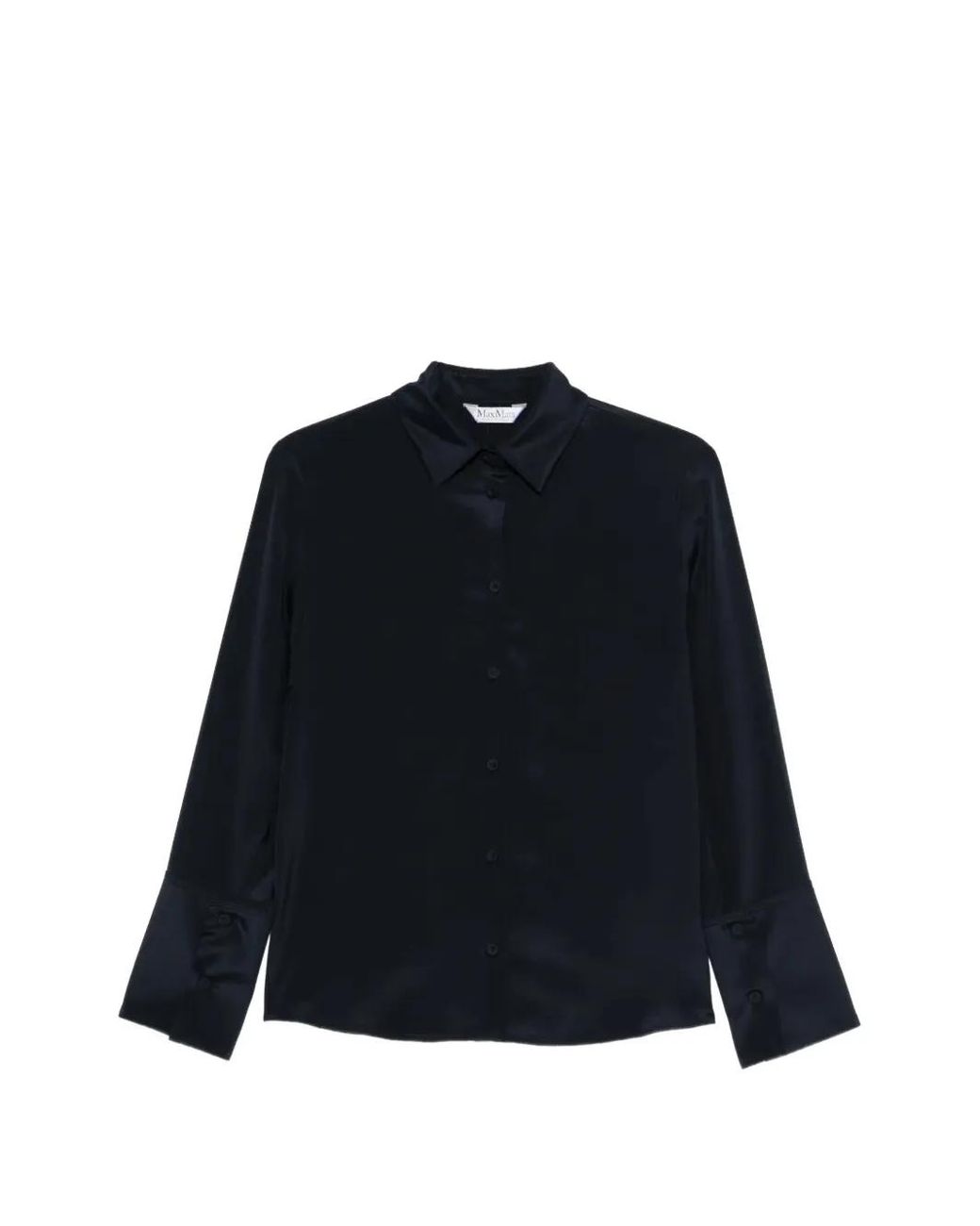 Max Mara Blue Buttoned Silk Blouse