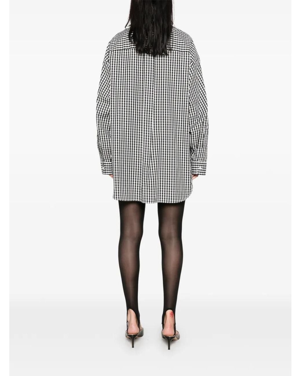 Marie Adam-Leenaerdt Gray Gingham-Check Oversized Shirt