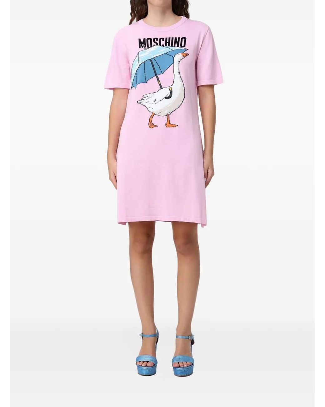 Moschino Pink Logo-Detail Midi Dress