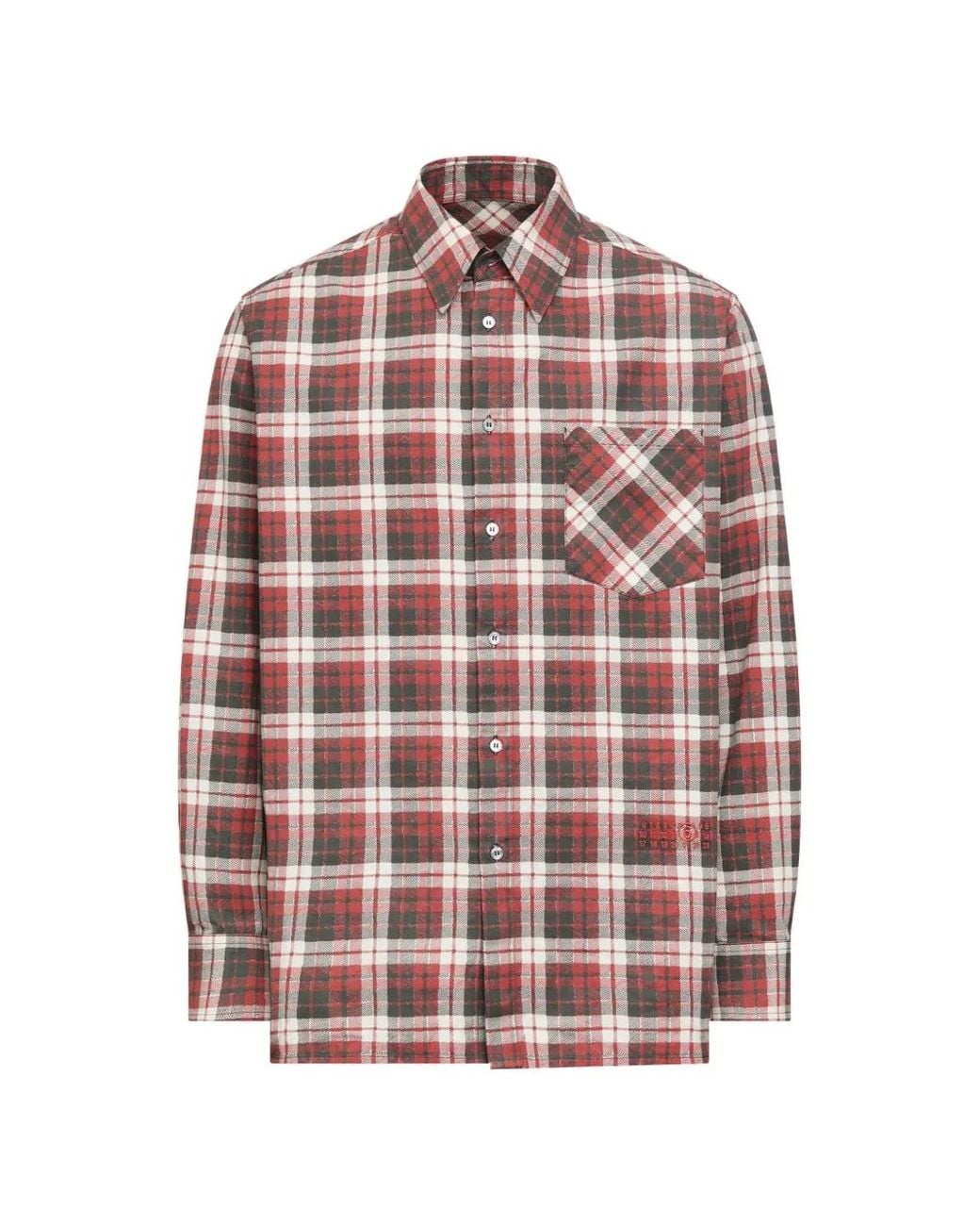 MM6 by Maison Margiela Red Numeric Logo Embroidery Shirt for men