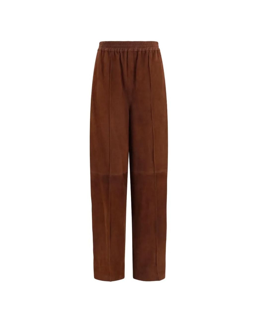 Fabiana Filippi Brown Suede Straight-Leg Trousers