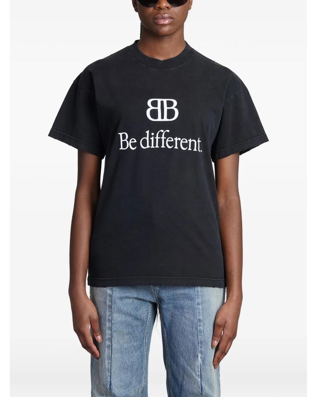 Balenciaga Black Logo-Print Round-Neck T-Shirt