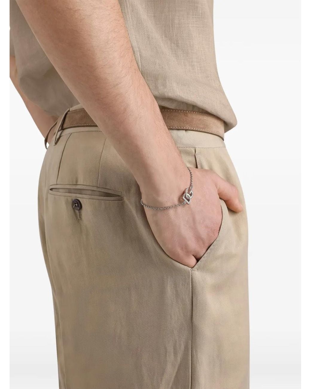 Dolce & Gabbana Natural Linen Trousers for men