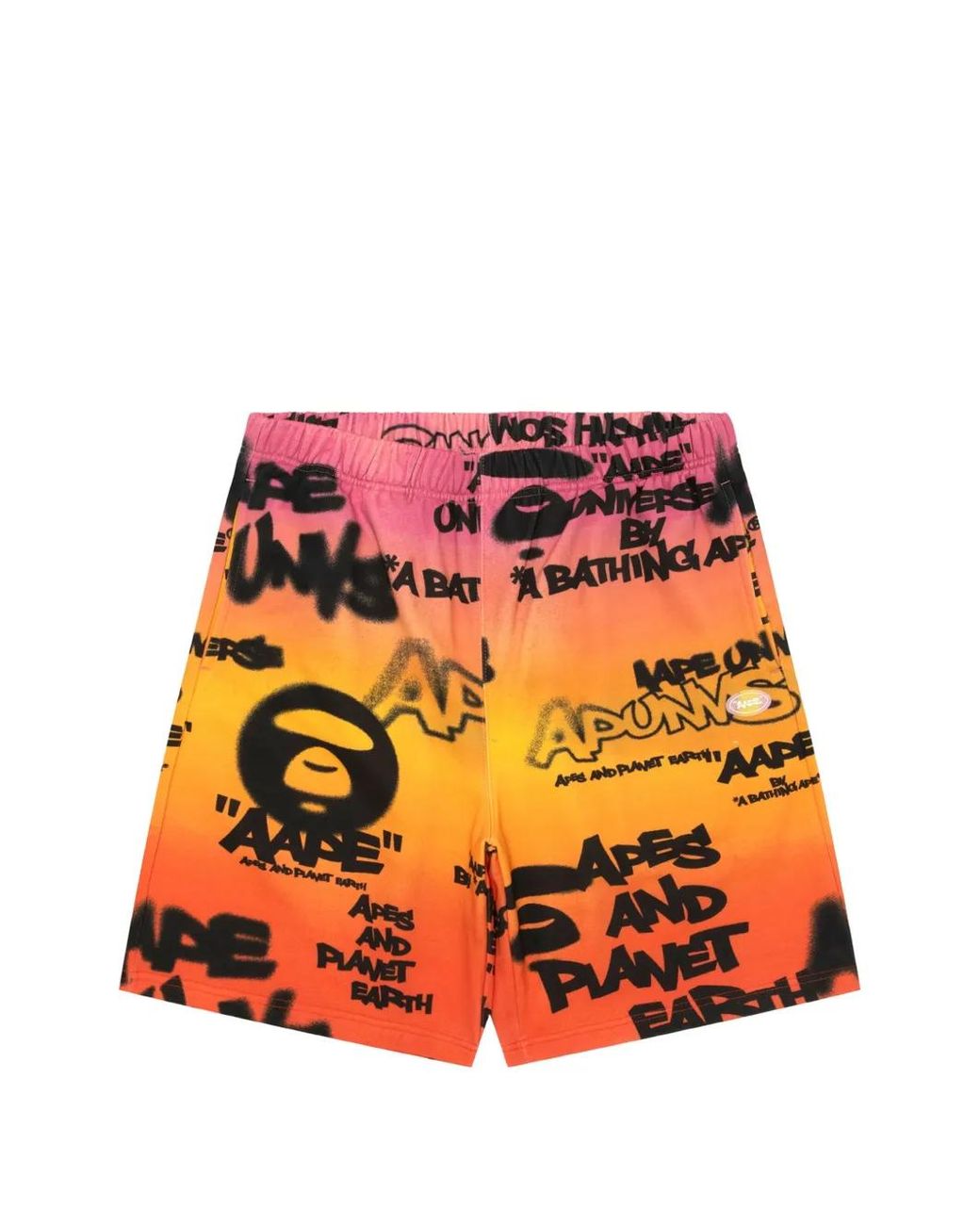 Aape By A Bathing Ape Orange Graffiti-Print Cotton Shorts for men