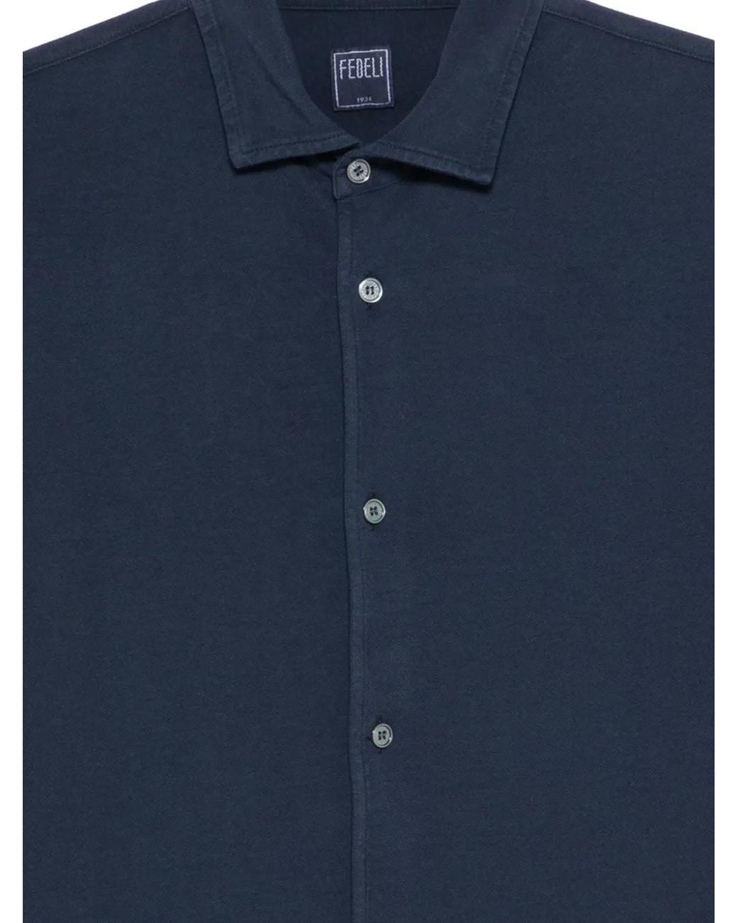 Fedeli Blue Buttoned Shirt for men