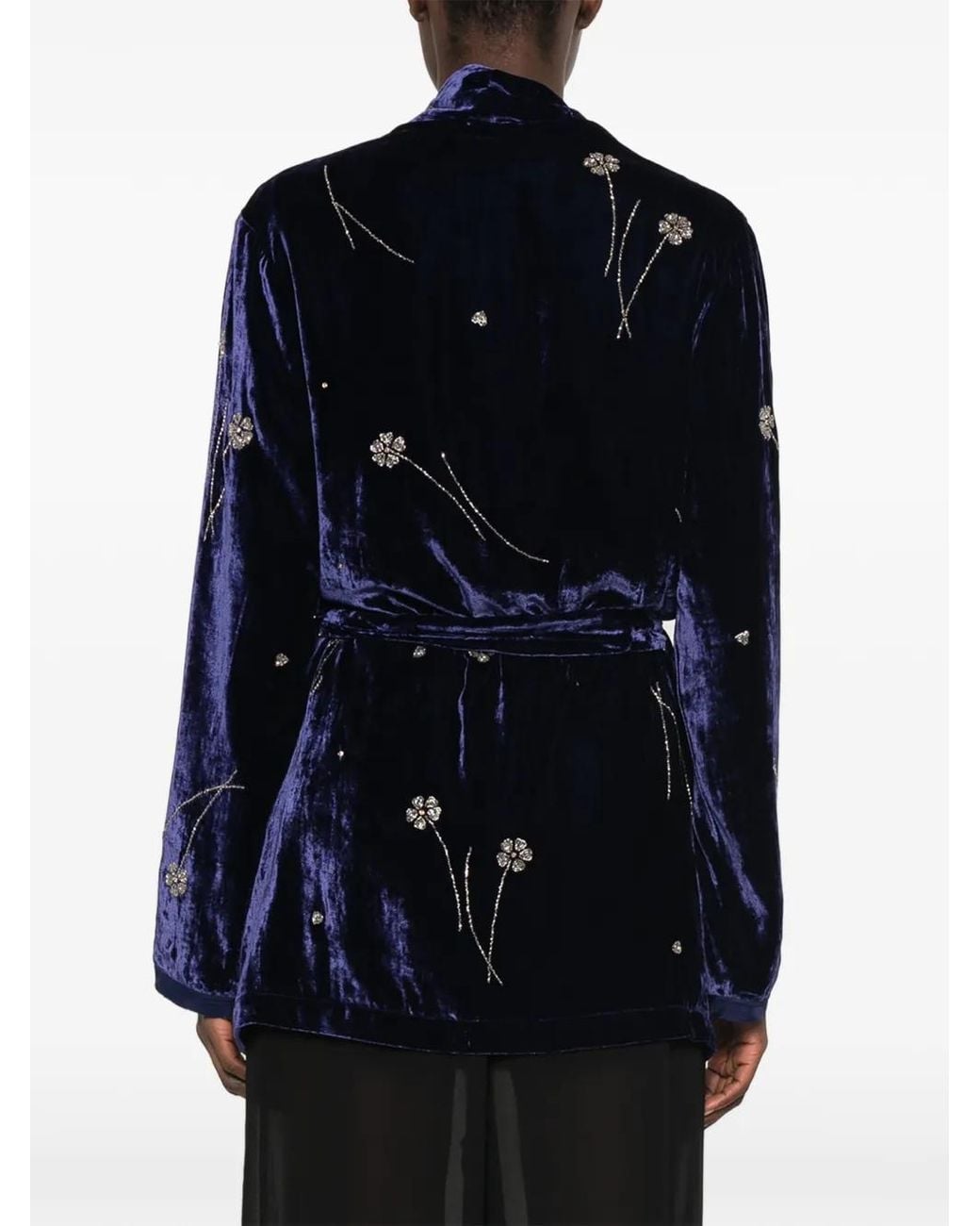 Forte_forte Blue Fleurs D'Orient Crystal-Embellished Kimono