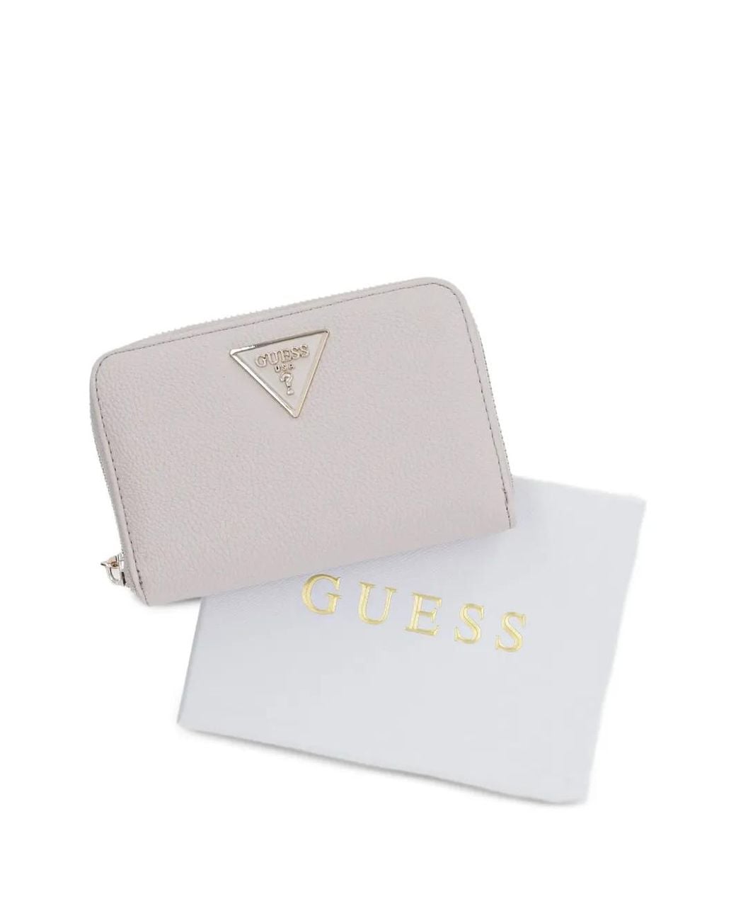 Guess Gray Laurel Logo-Plaque Pebbled-Effect Wallet