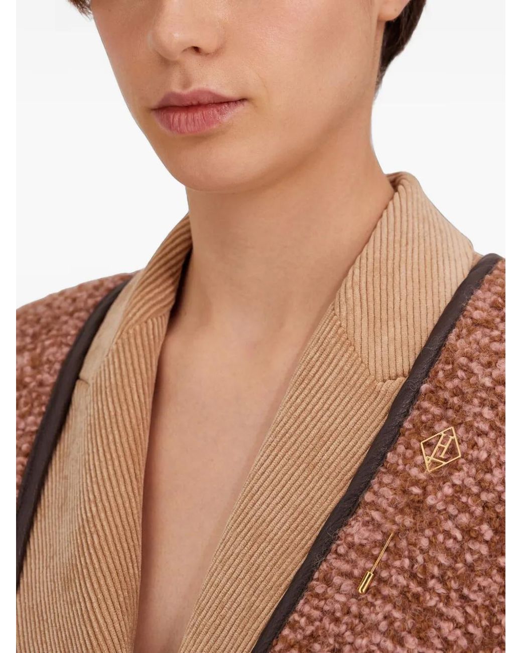 Herno Pink Bouclé Fringed Poncho