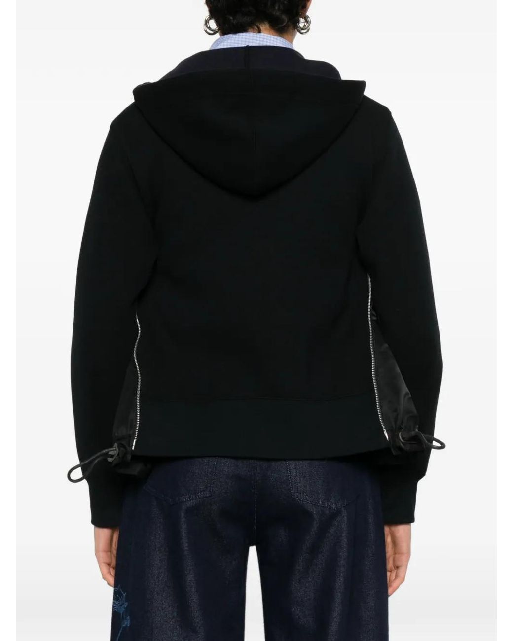 Sacai Black Cotton Zipped Hoodie