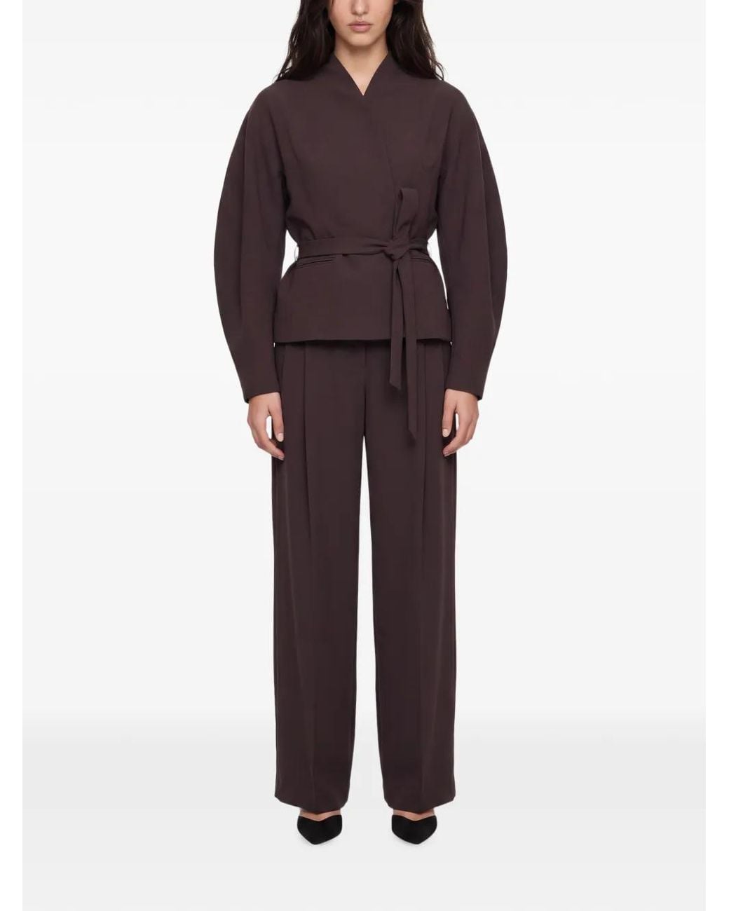ANDAMANE Red Margaux Belted Wrap-Style Jacket