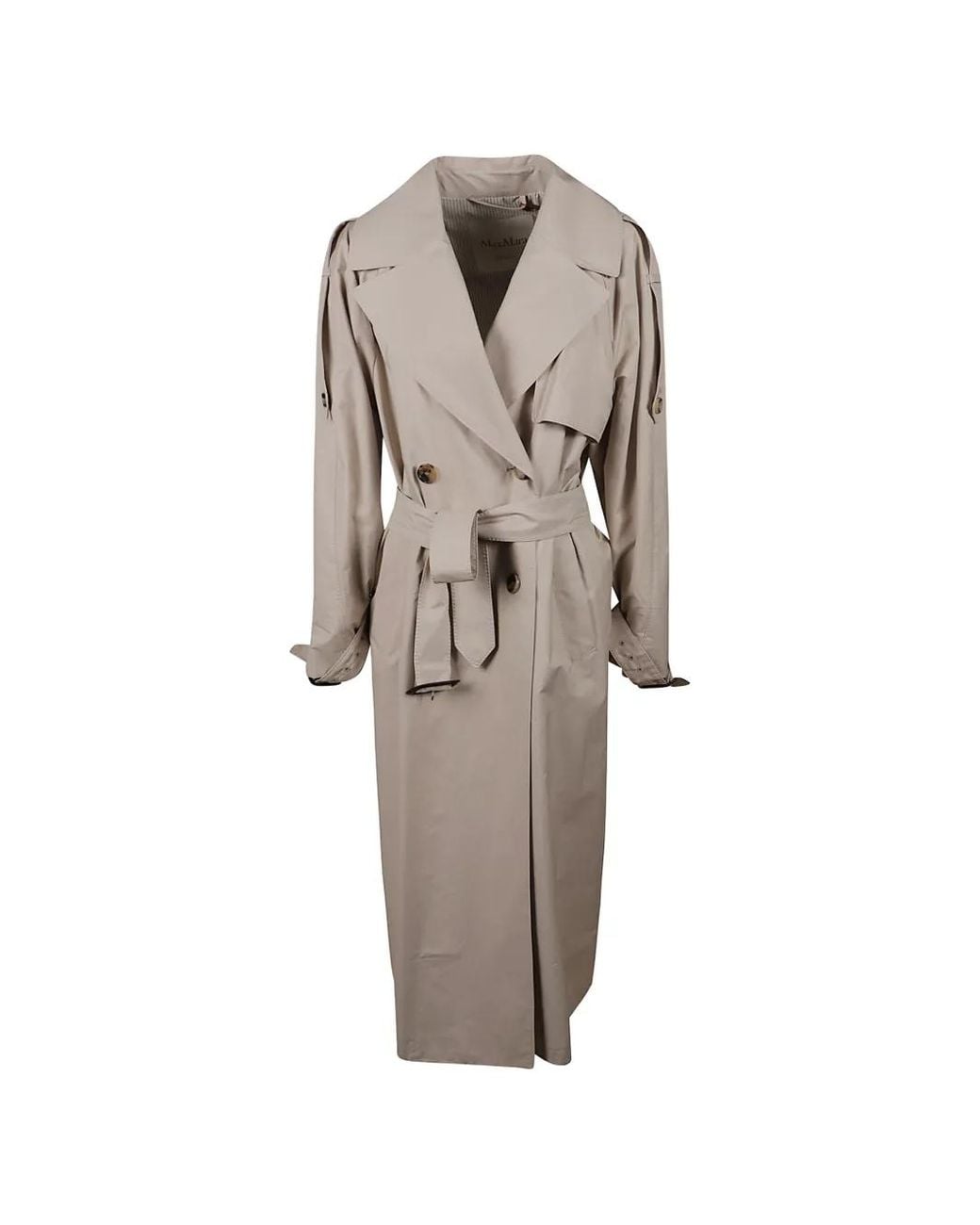 Max Mara White Double-Breasted Belted Trench Coat