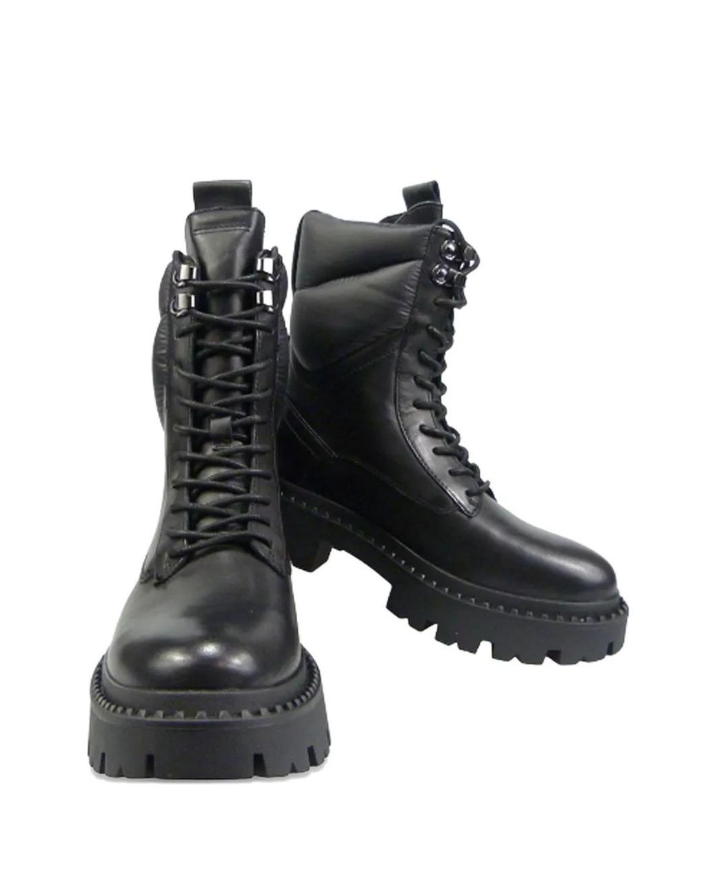 Ash Black Padded Lace-Up Boots