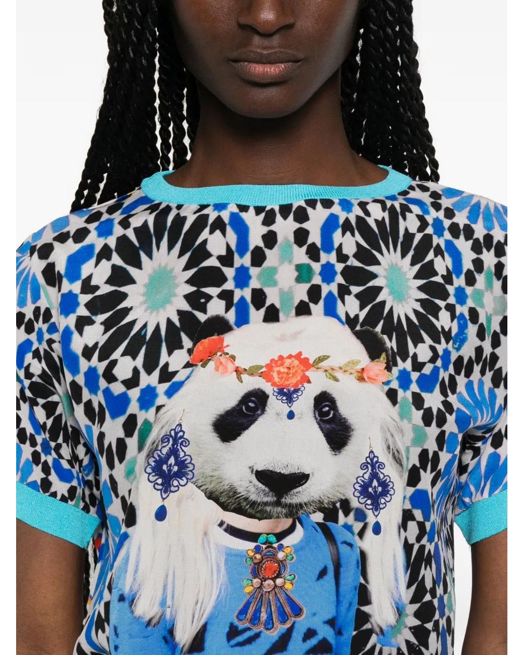 The Artistylist Blue Panda-Print T-Shirt