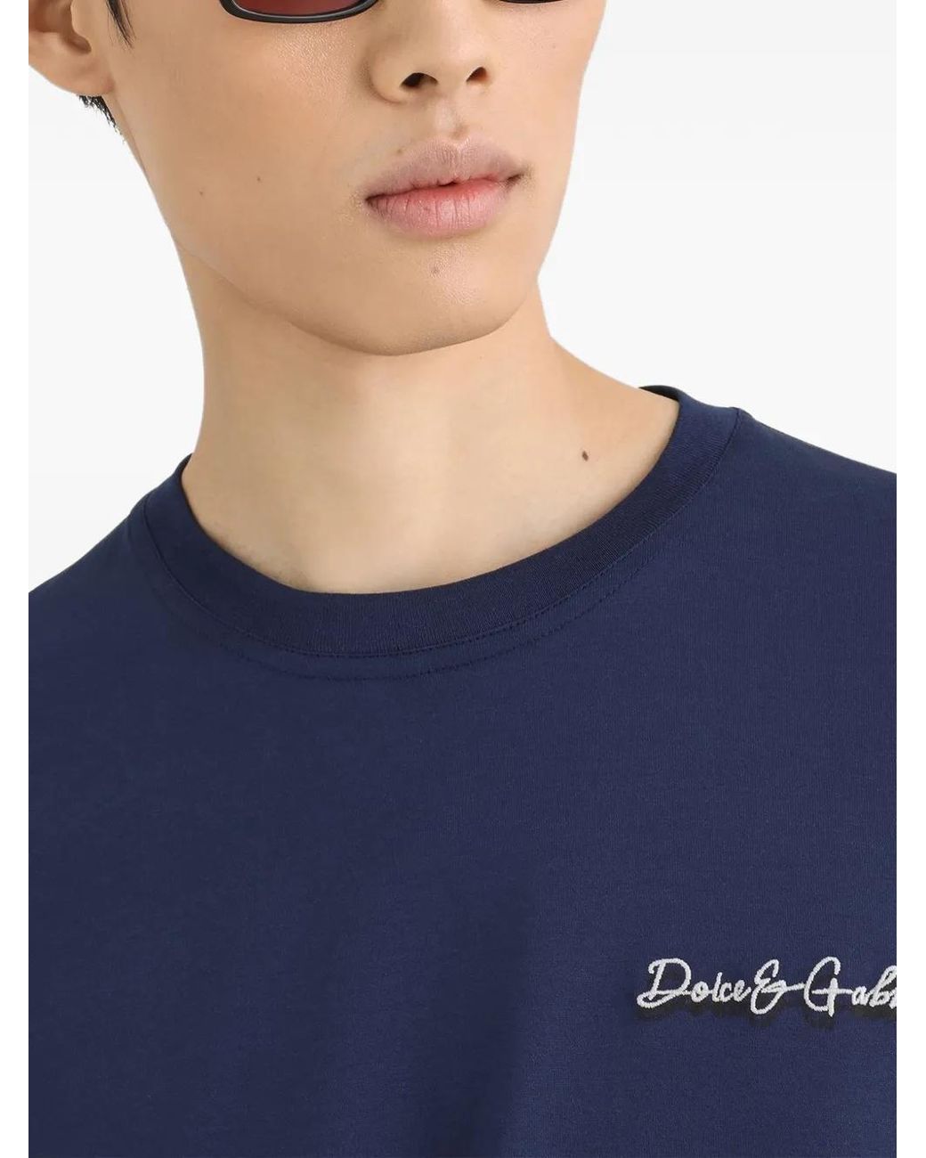 Dolce & Gabbana Blue Logo Cotton T-Shirt for men