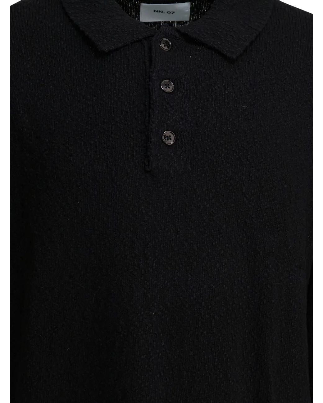 NN07 Black Buttoned Collar Polo Shirt for men